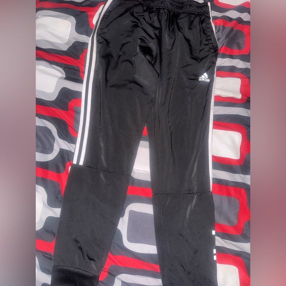 Adidas Black Joggers with White Stripes